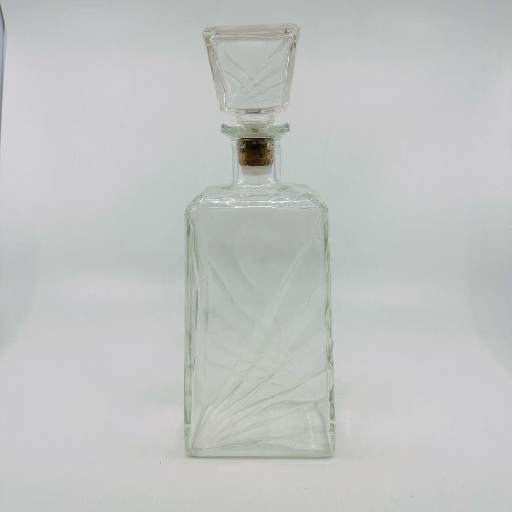 Glass Liquor Decanter Vintage Art Deco Mid Century Bar Ware Accessories Whiskey